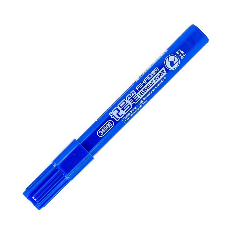 Marker permanent AIHAO, varf rotund, 0.8mm, albastru - imagine 3